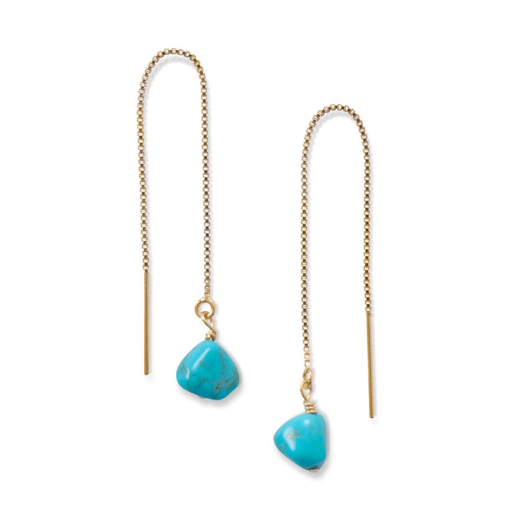 ✨ Turquoise Bead Threader Earrings